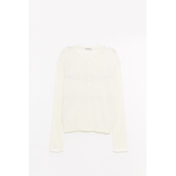 OUR LEGACY IVORY COTTON CREPE FINE HENLEY T SHIRT